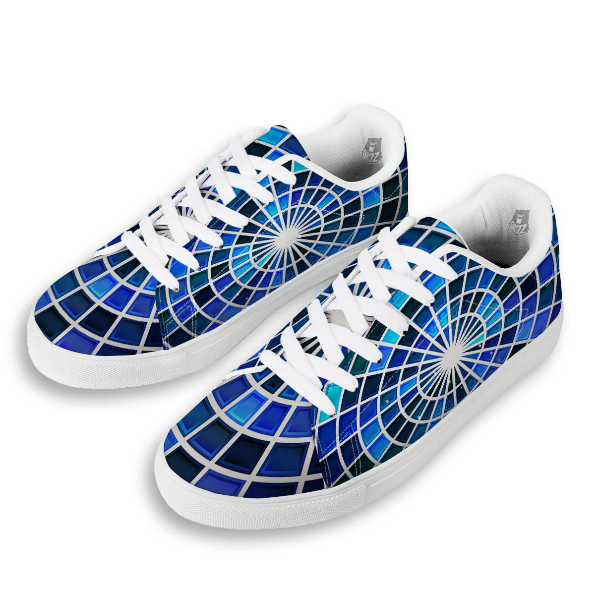 Spider Web Stained Mosaic Print White Low Top Sneakers-grizzshop