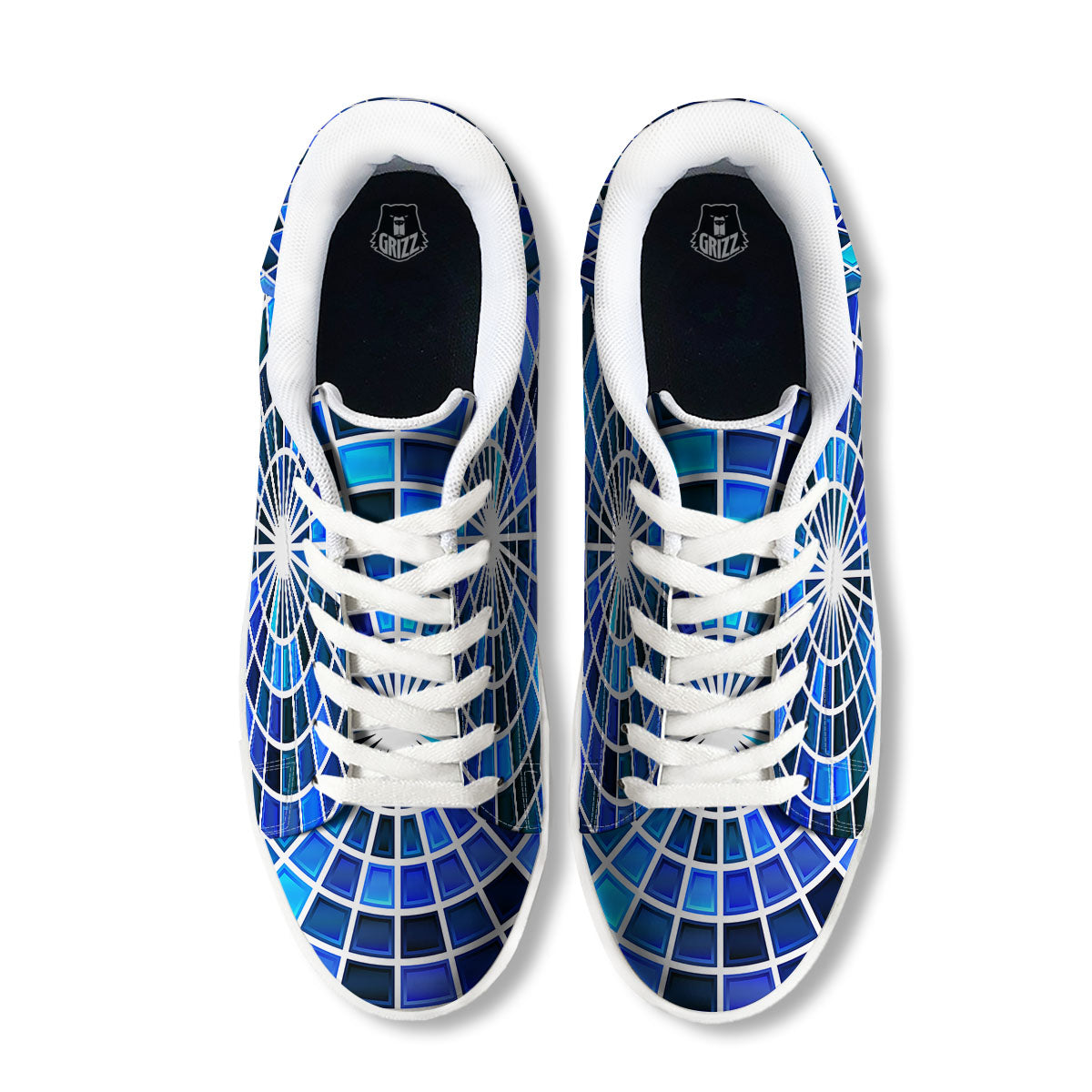 Spider Web Stained Mosaic Print White Low Top Sneakers-grizzshop