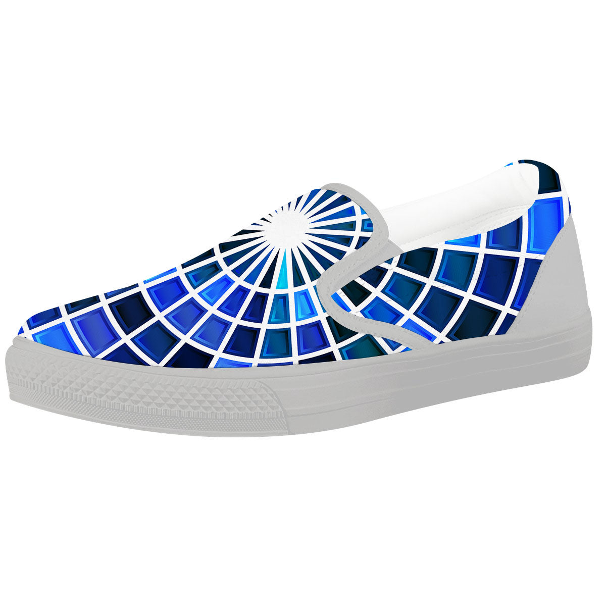Spider Web Stained Mosaic Print White Slip On Shoes-grizzshop