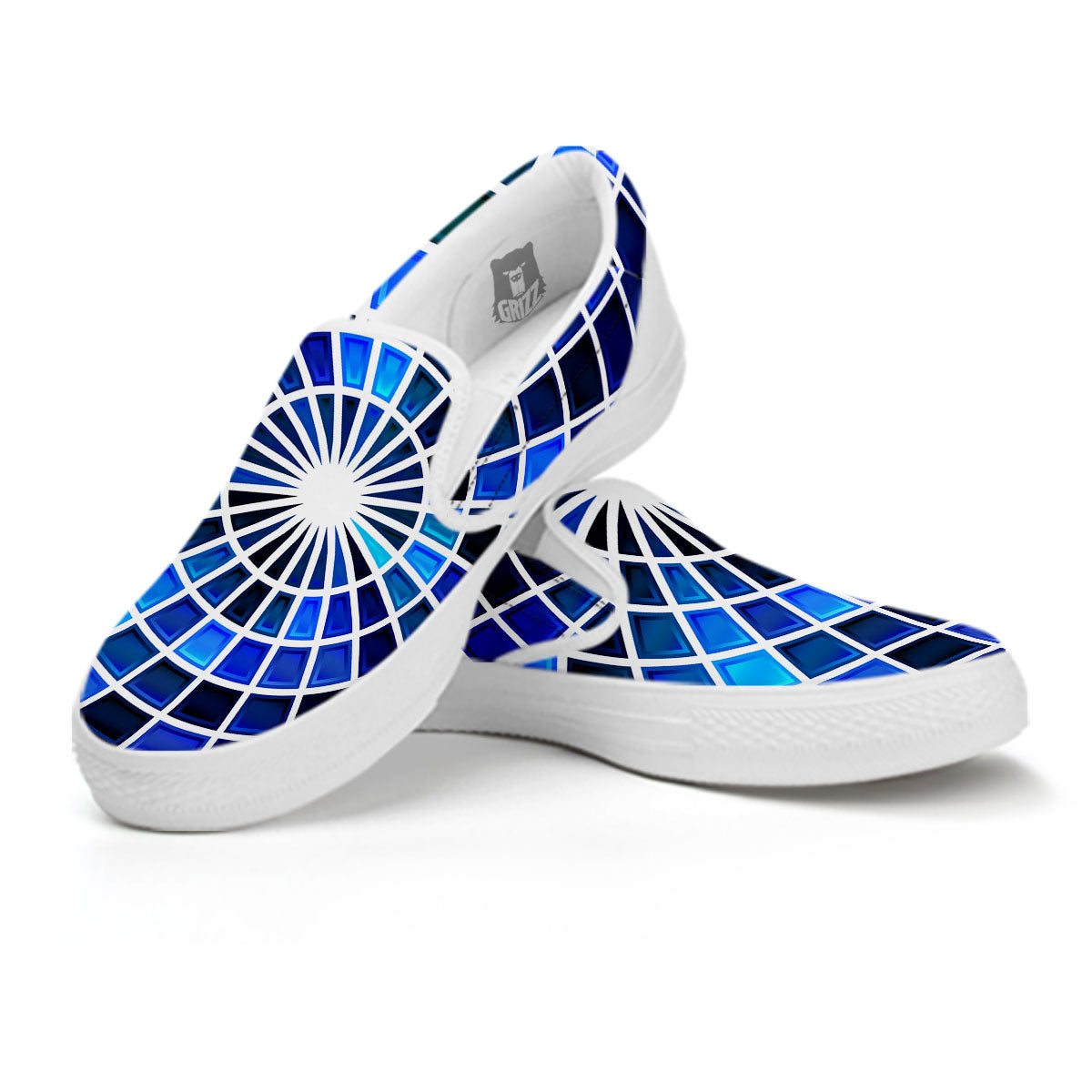 Spider Web Stained Mosaic Print White Slip On Shoes-grizzshop