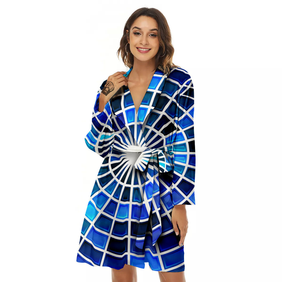 Spider Web Stained Mosaic Print Women's Robe-grizzshop