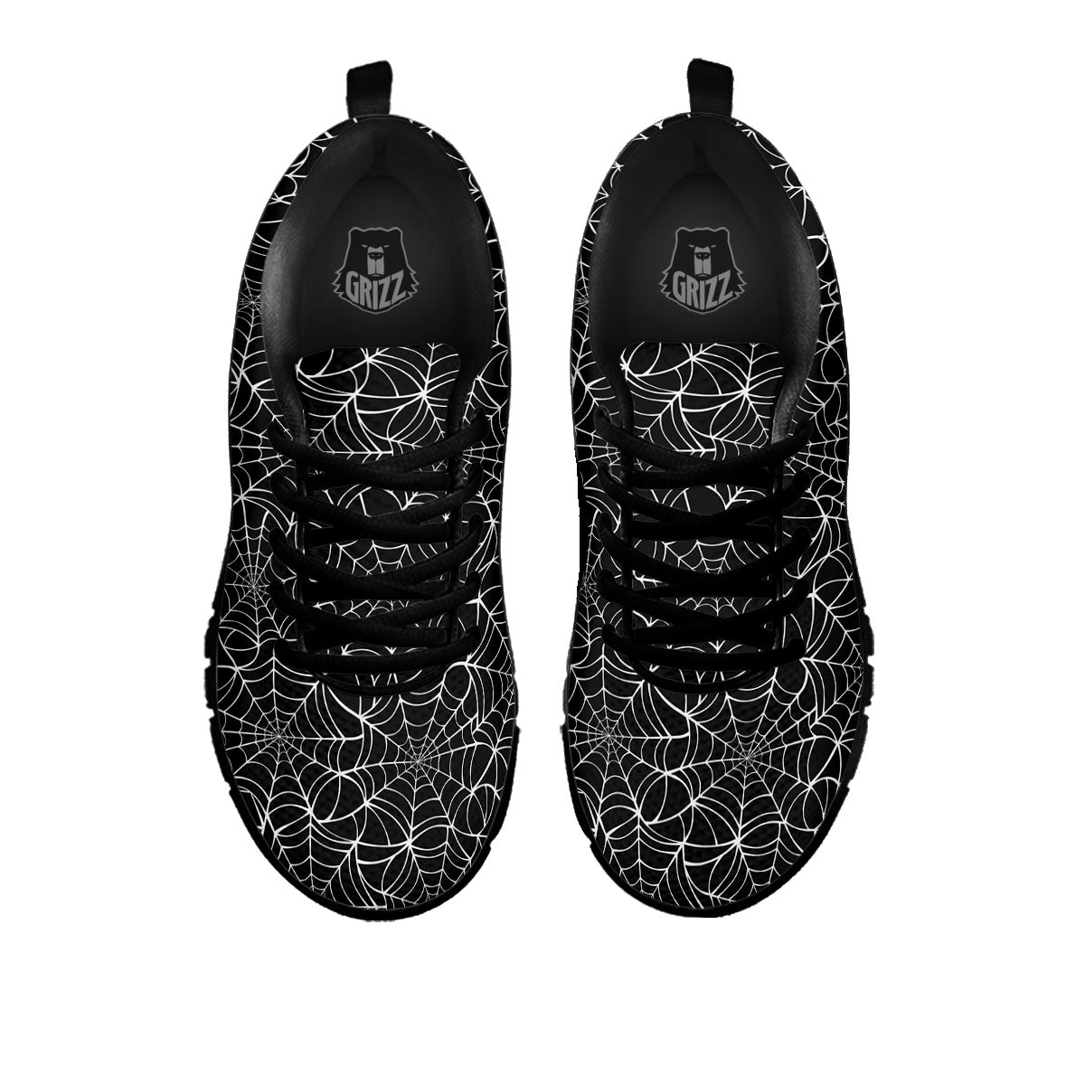 Spider Web White And Black Print Pattern Black Sneaker-grizzshop