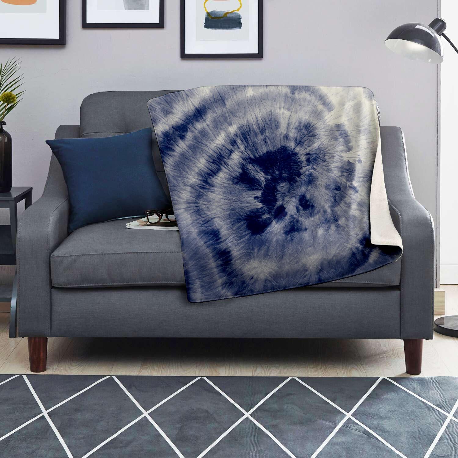 Spiral Blue Swirl Tie Die Blanket-grizzshop