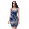 Spiral Blue Swirl Tie Die Bodycon Dress-grizzshop