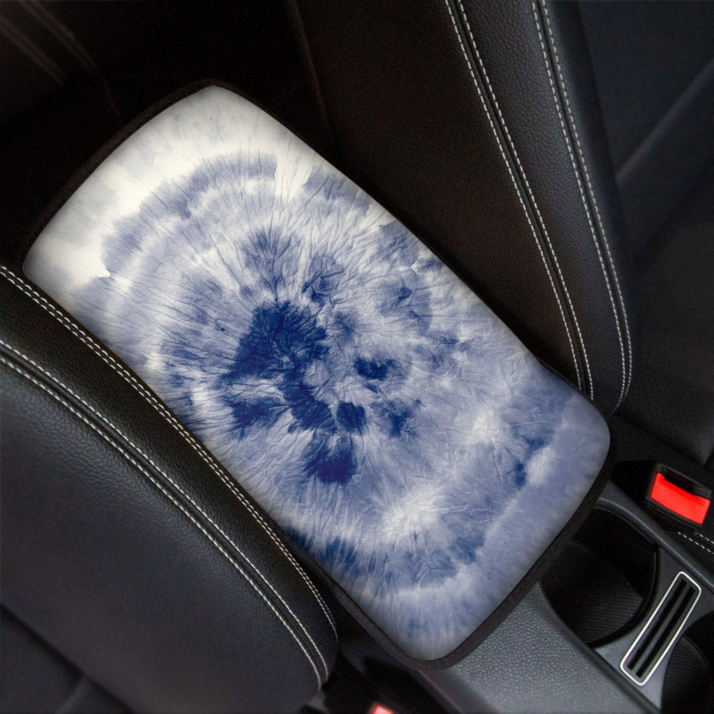 Spiral Blue Swirl Tie Die Car Console Cover-grizzshop