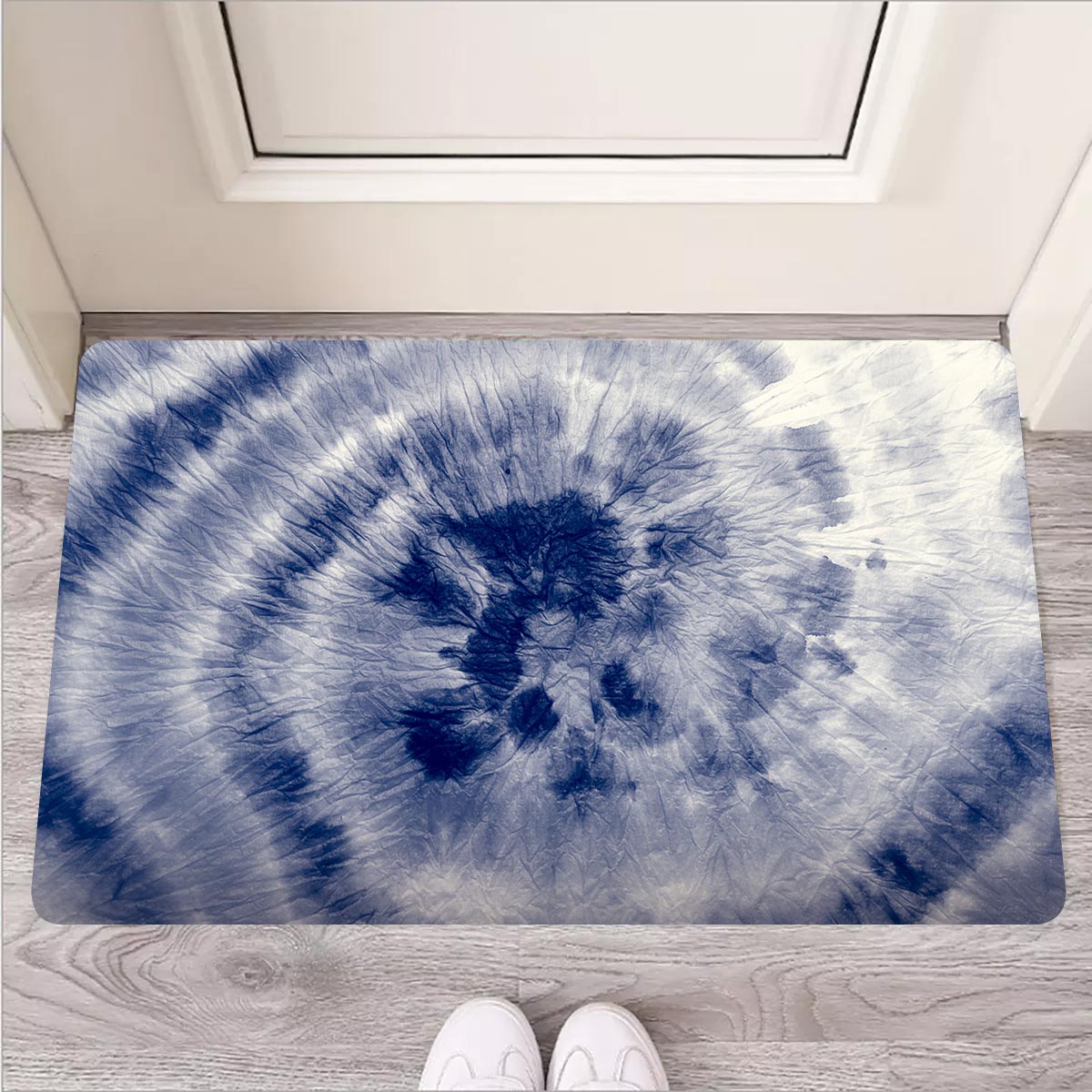 Spiral Blue Swirl Tie Die Door Mat-grizzshop