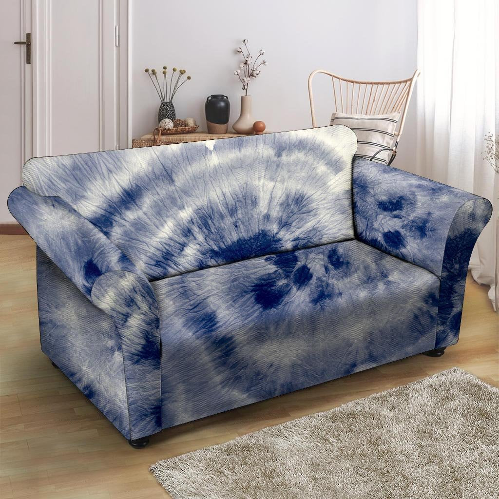 Spiral Blue Swirl Tie Die Loveseat Cover-grizzshop