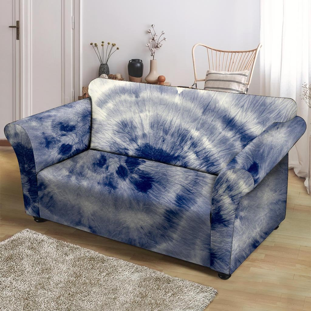 Spiral Blue Swirl Tie Die Loveseat Cover-grizzshop