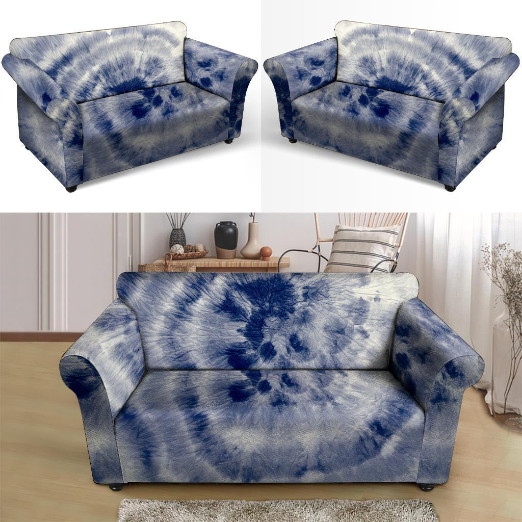 Spiral Blue Swirl Tie Die Loveseat Cover-grizzshop