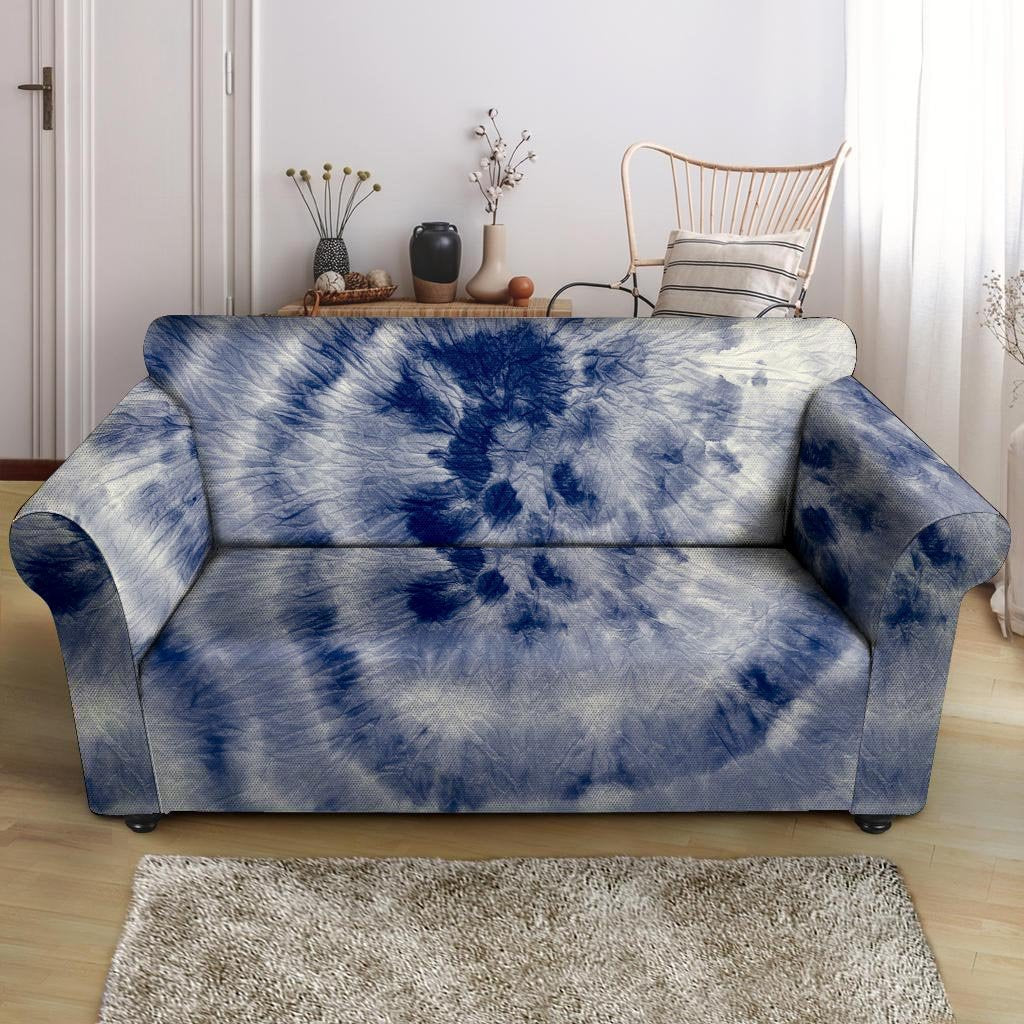 Spiral Blue Swirl Tie Die Loveseat Cover-grizzshop