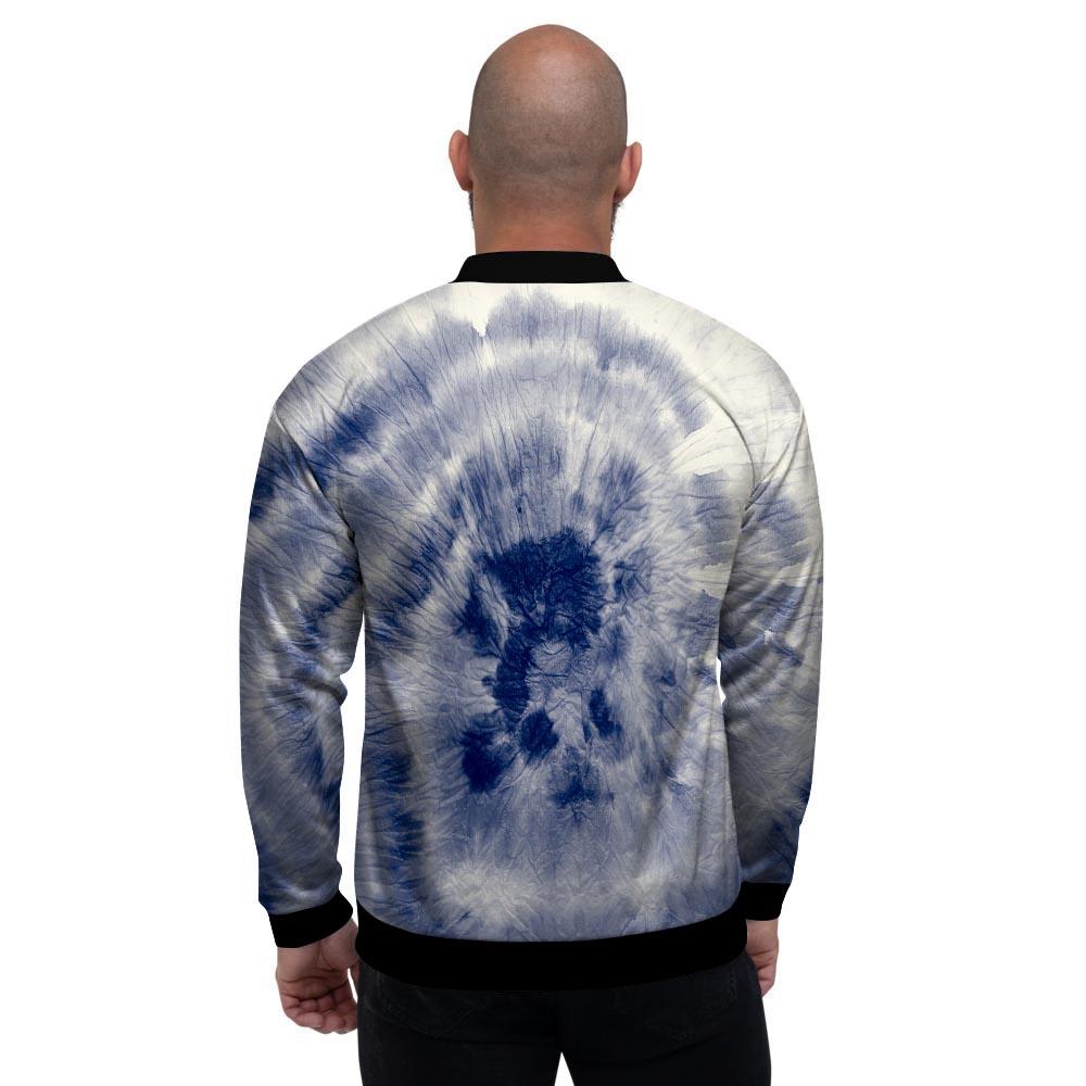 Spiral Blue Swirl Tie Die Men's Bomber Jacket-grizzshop