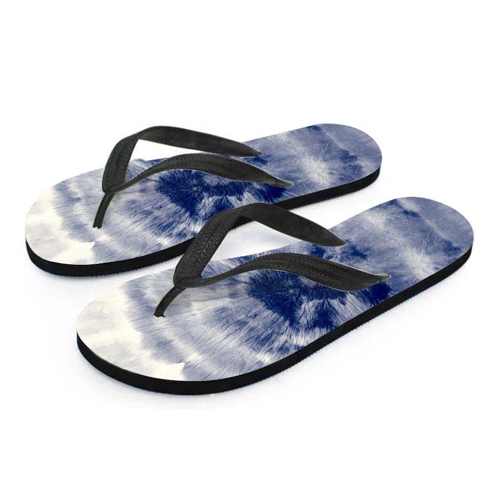 Spiral Blue Swirl Tie Die Men's Flip Flops-grizzshop