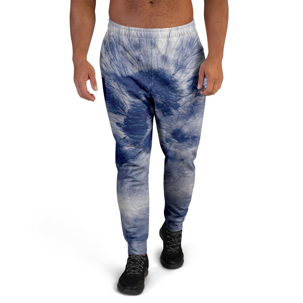 Spiral Blue Swirl Tie Die Men's Joggers-grizzshop
