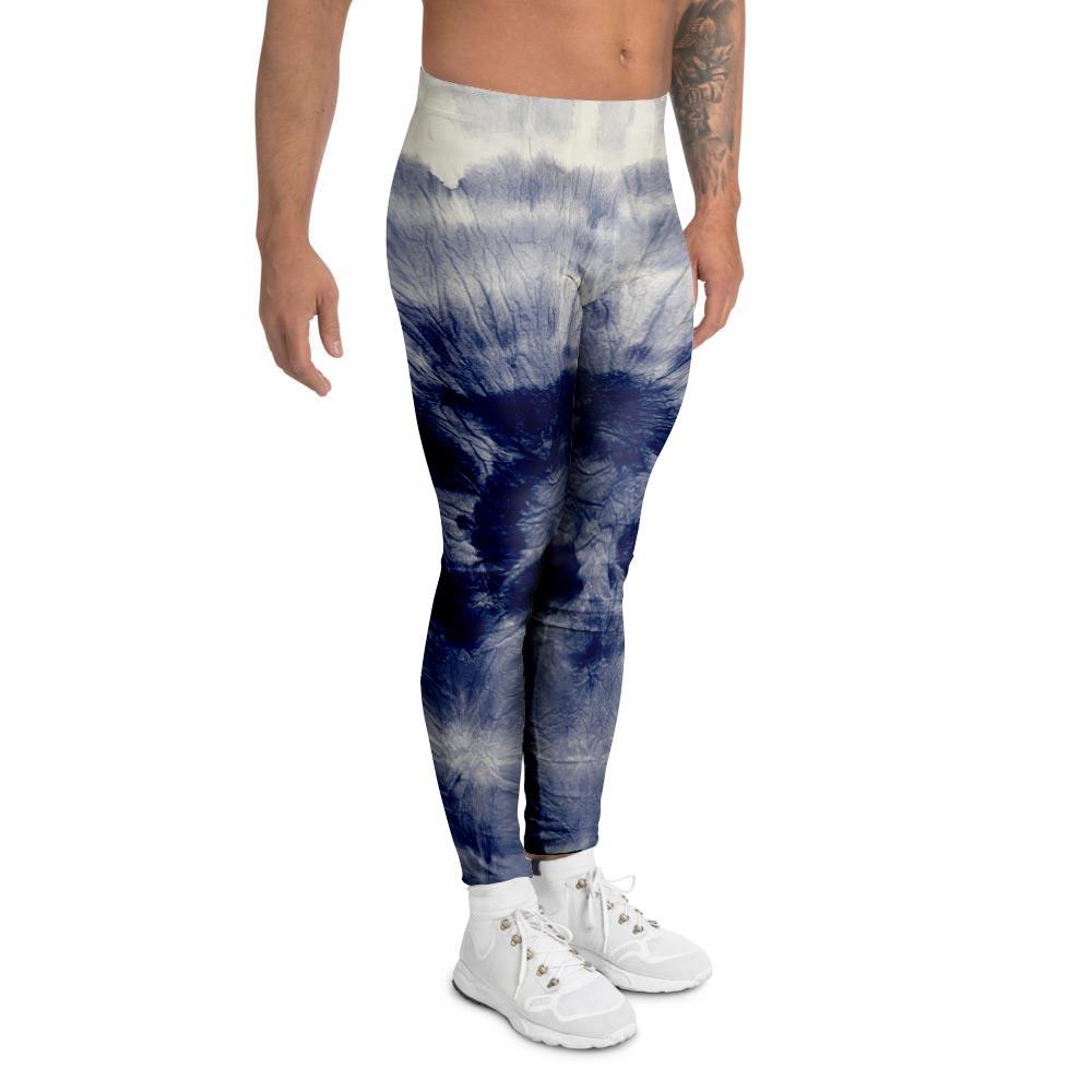 Spiral Blue Swirl Tie Die Men's Leggings-grizzshop