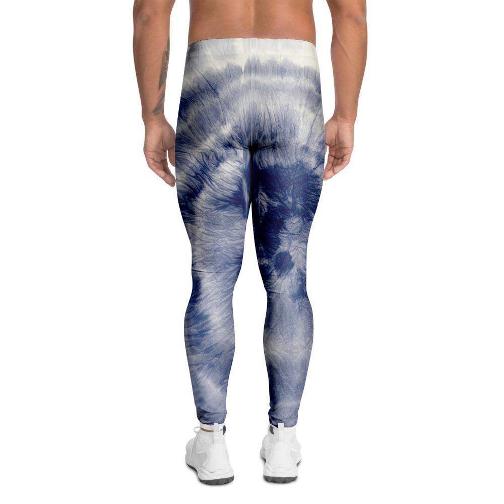 Spiral Blue Swirl Tie Die Men's Leggings-grizzshop