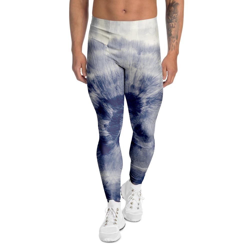 Spiral Blue Swirl Tie Die Men's Leggings-grizzshop