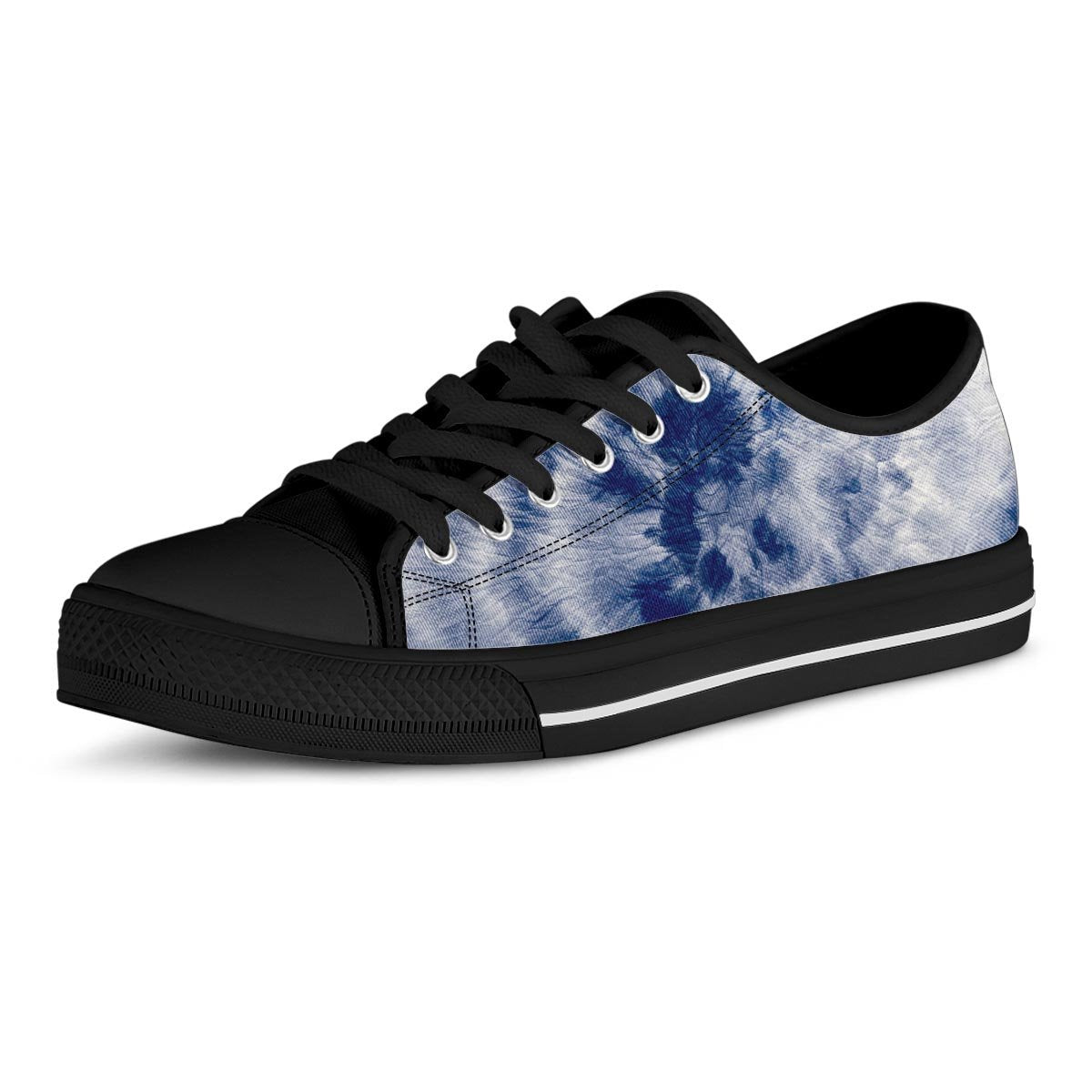 Spiral Blue Swirl Tie Die Men's Low Top Shoes-grizzshop