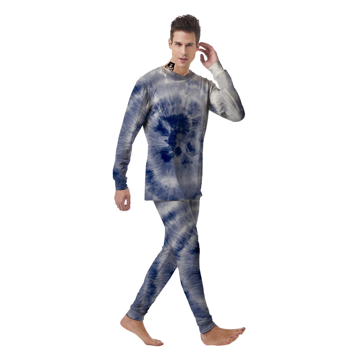 Spiral Blue Swirl Tie Die Men's Pajamas-grizzshop