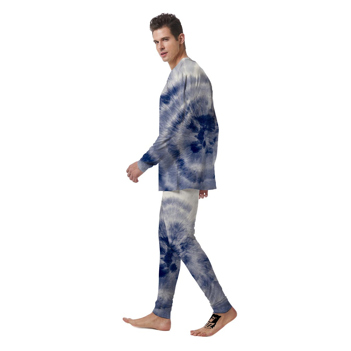 Spiral Blue Swirl Tie Die Men's Pajamas-grizzshop