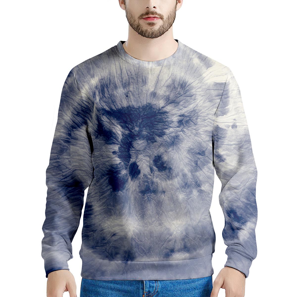 Spiral Blue Swirl Tie Die Men's Sweatshirt-grizzshop