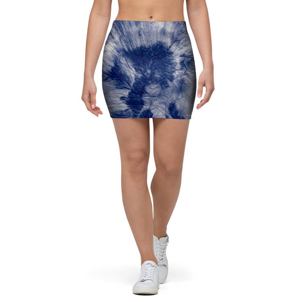 Spiral Blue Swirl Tie Die Mini Skirt-grizzshop