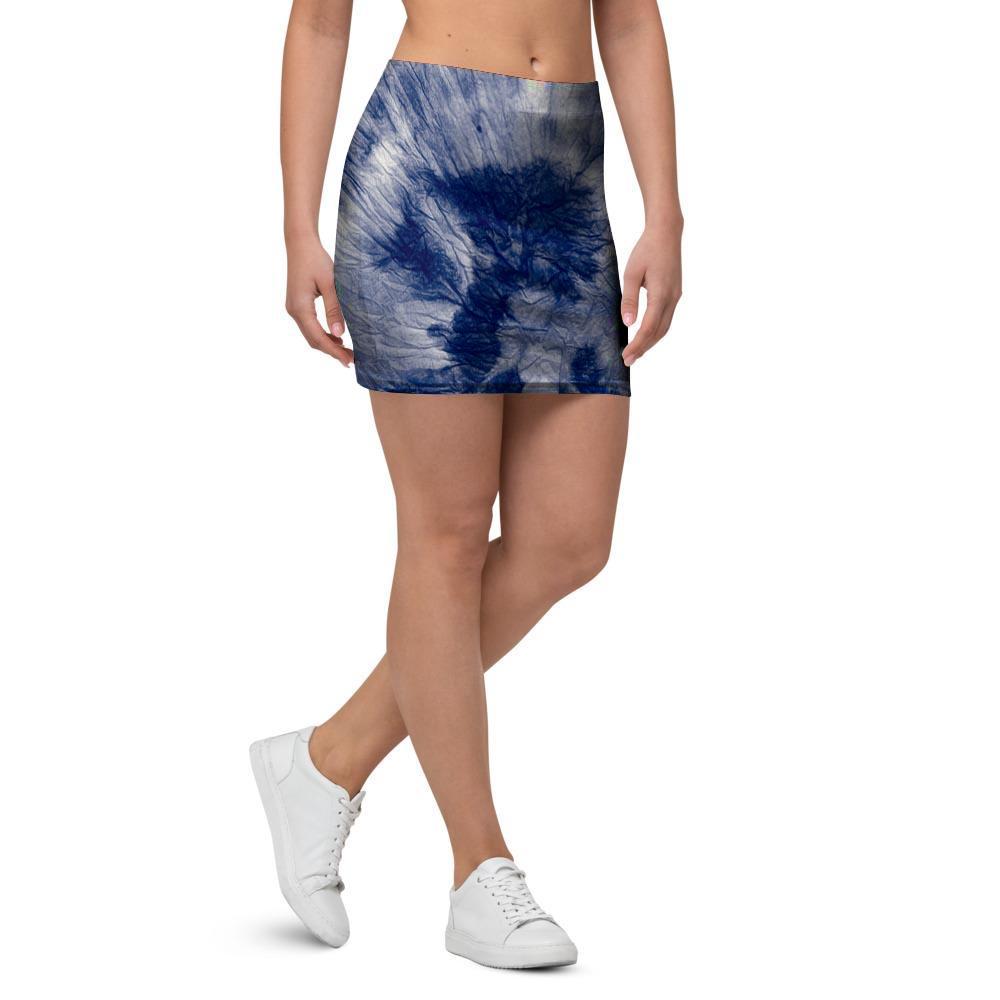 Spiral Blue Swirl Tie Die Mini Skirt-grizzshop