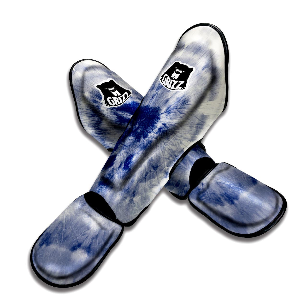 Spiral Blue Swirl Tie Die Muay Thai Shin Guard-grizzshop