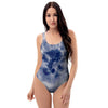 Spiral Blue Swirl Tie Die One Piece Swimsuite-grizzshop