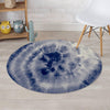 Spiral Blue Swirl Tie Die Round Rug-grizzshop