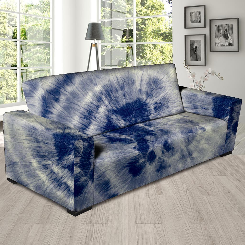 Spiral Blue Swirl Tie Die Sofa Cover-grizzshop