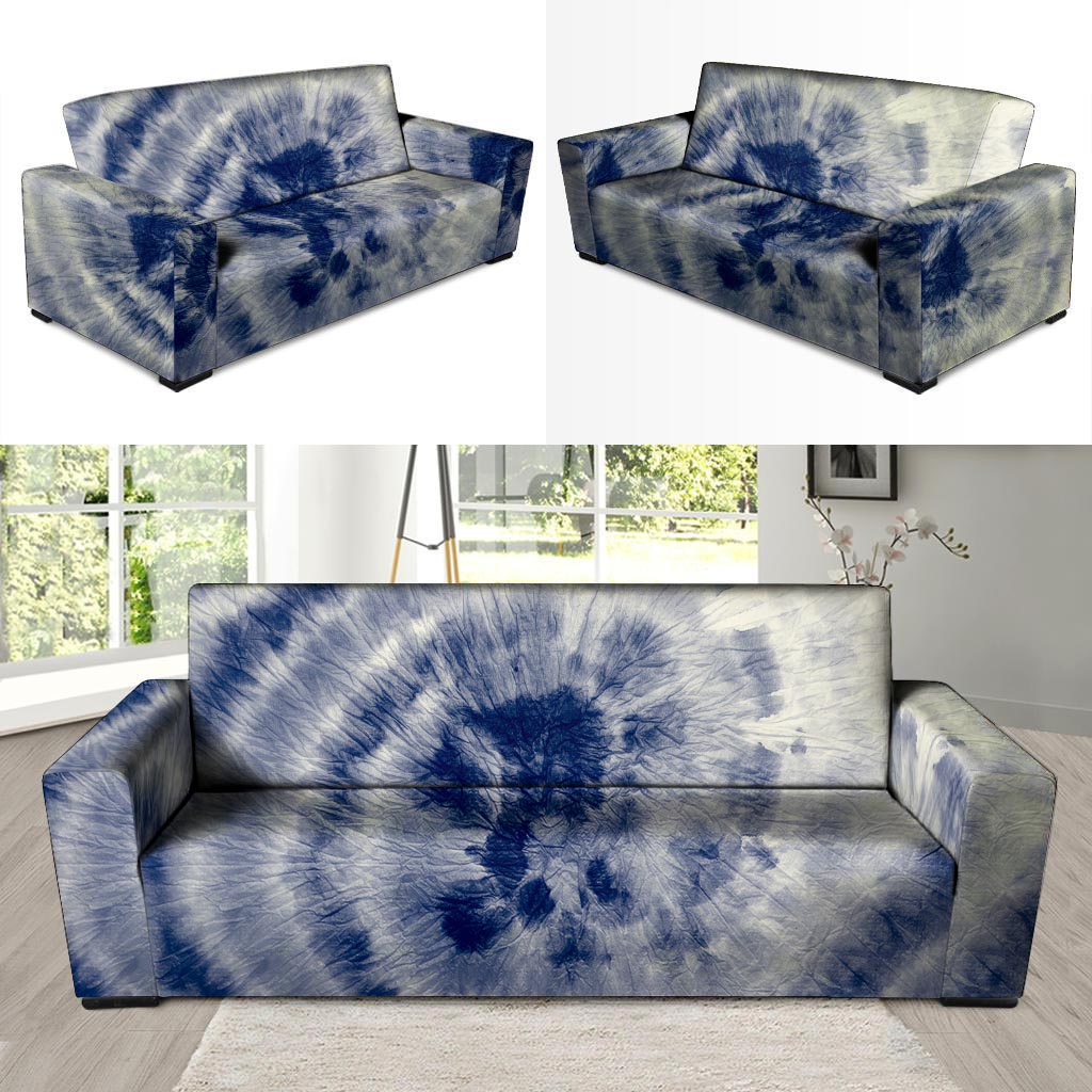 Spiral Blue Swirl Tie Die Sofa Cover-grizzshop