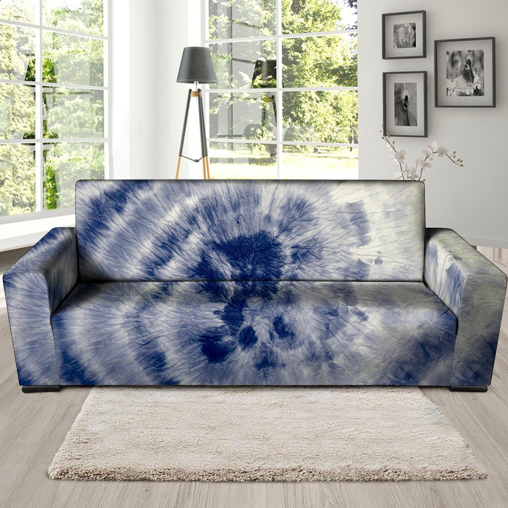 Spiral Blue Swirl Tie Die Sofa Cover-grizzshop