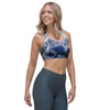 Spiral Blue Swirl Tie Die Sports Bra-grizzshop