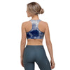 Spiral Blue Swirl Tie Die Sports Bra-grizzshop