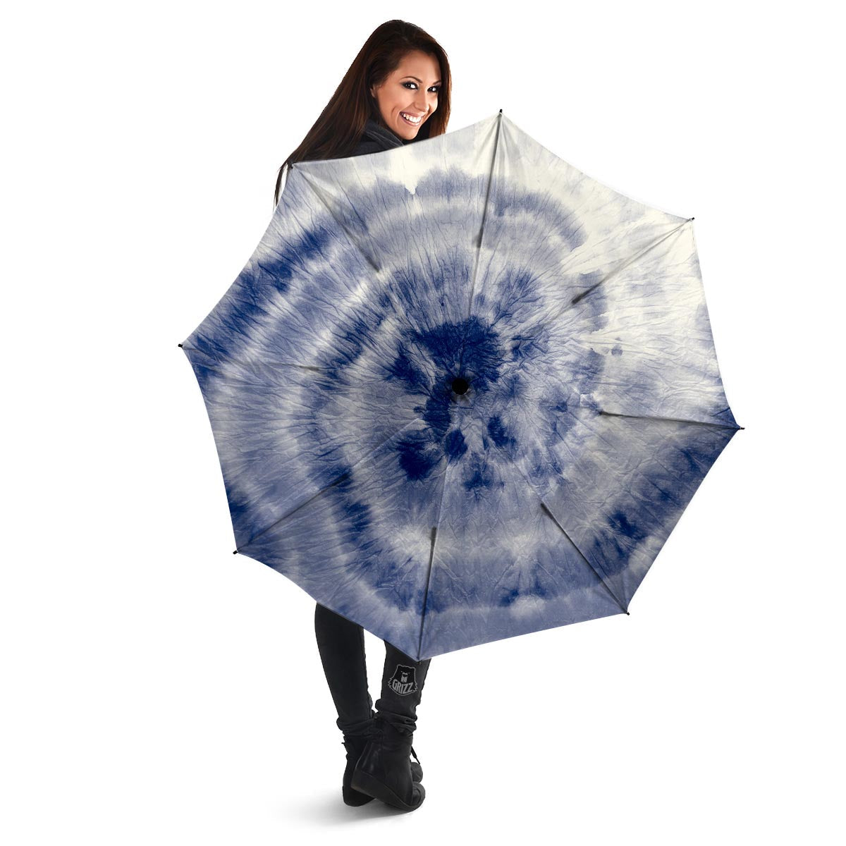 Spiral Blue Swirl Tie Die Umbrella-grizzshop