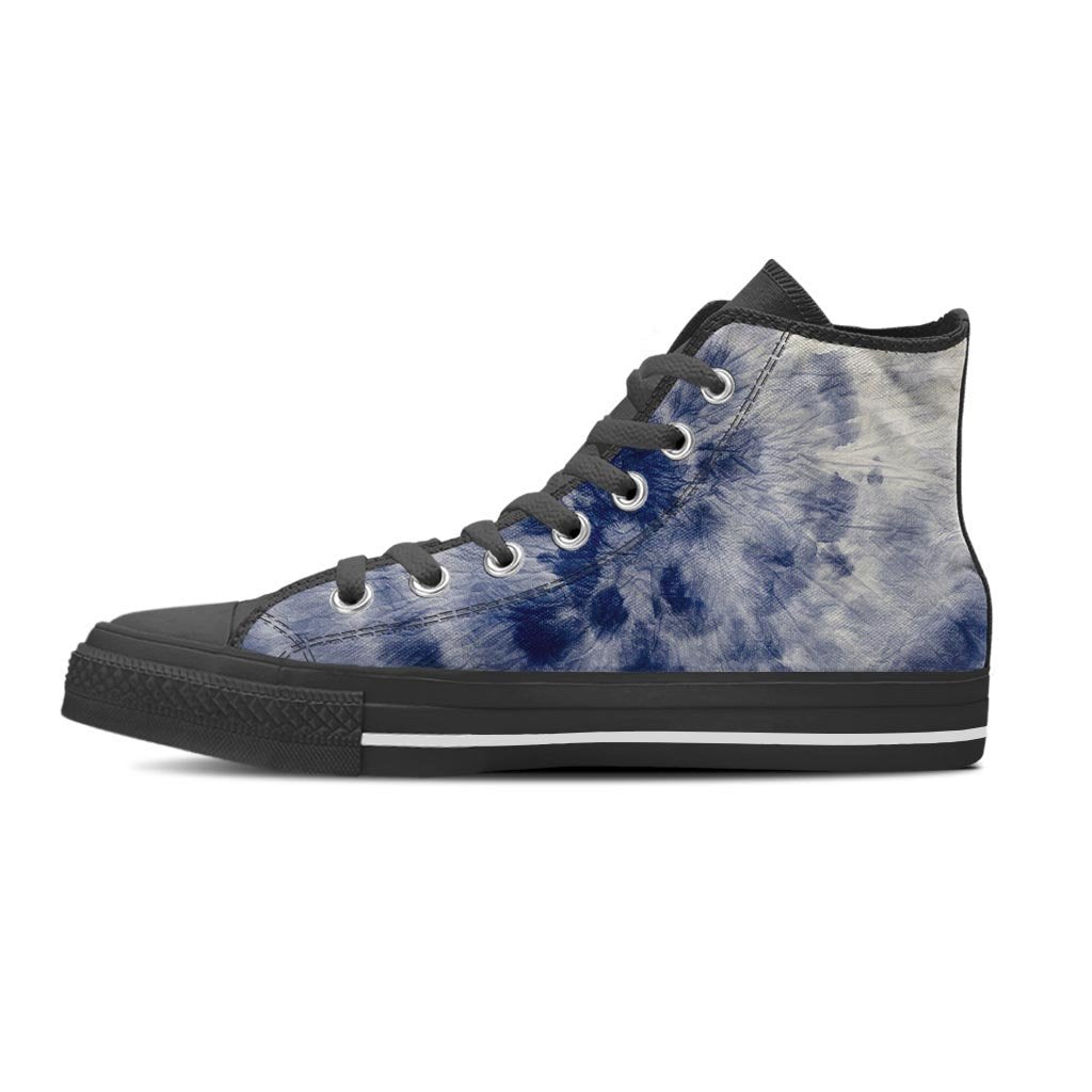 Spiral Blue Swirl Tie Die Women's High Top Shoes-grizzshop