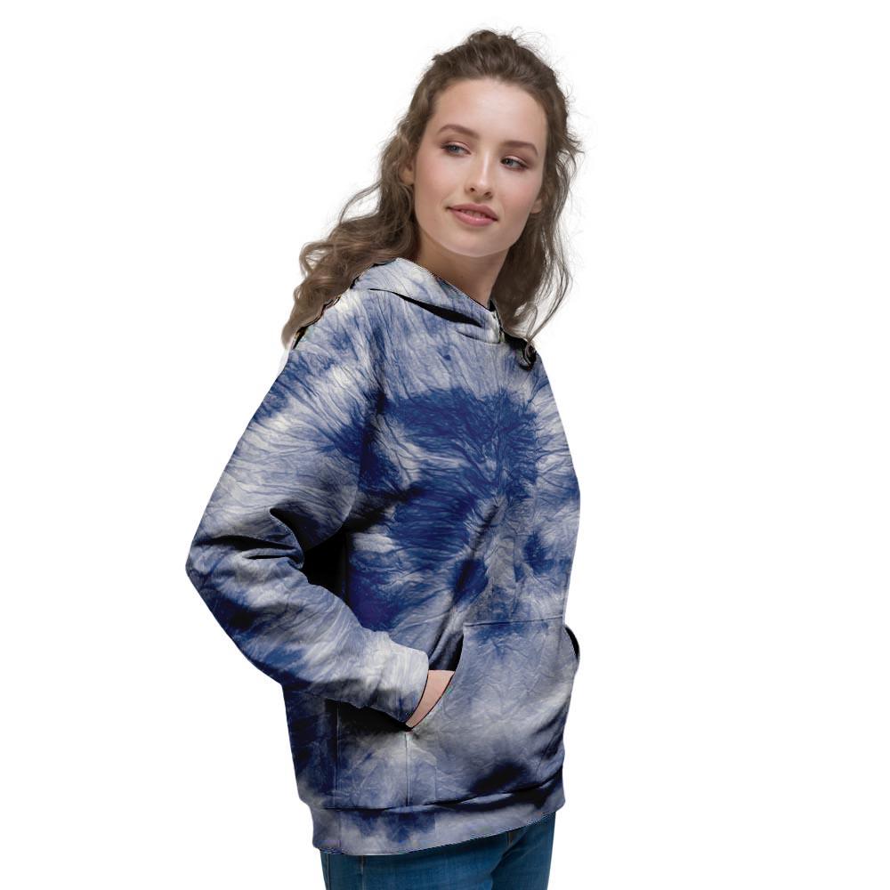 Spiral Blue Swirl Tie Die Women's Hoodie-grizzshop