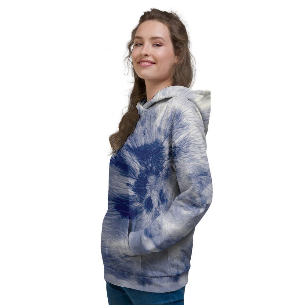 Spiral Blue Swirl Tie Die Women's Hoodie-grizzshop