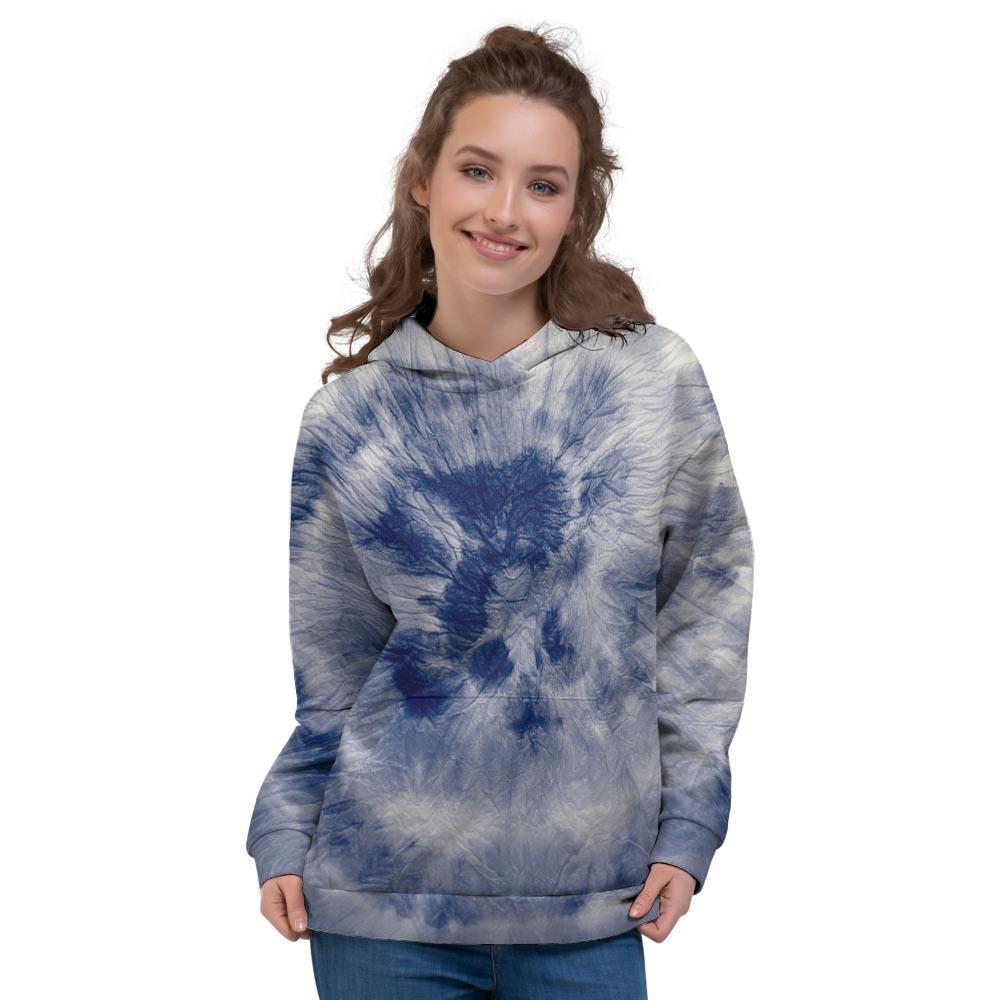 Spiral Blue Swirl Tie Die Women's Hoodie-grizzshop