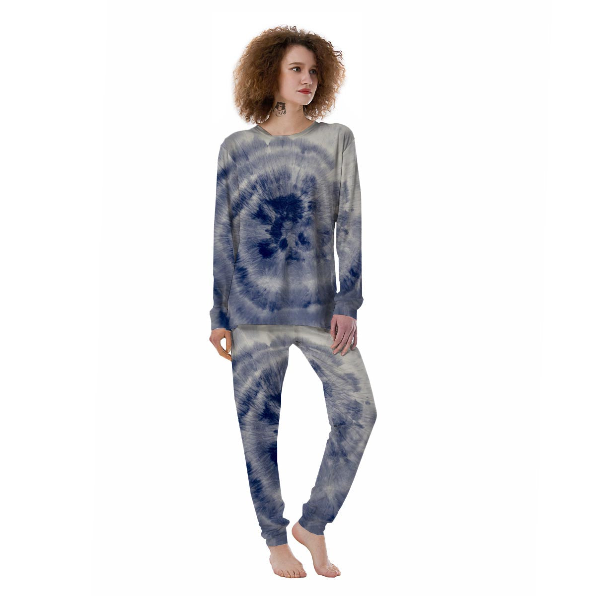 Spiral Blue Swirl Tie Die Women's Pajamas-grizzshop