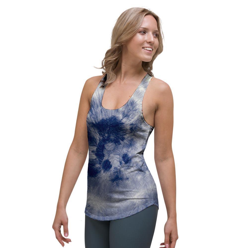 Spiral Blue Swirl Tie Die Women's Racerback Tank Top-grizzshop