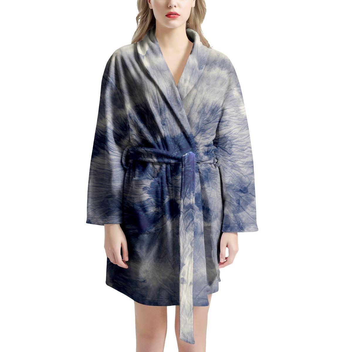 Spiral Blue Swirl Tie Die Women's Robe-grizzshop