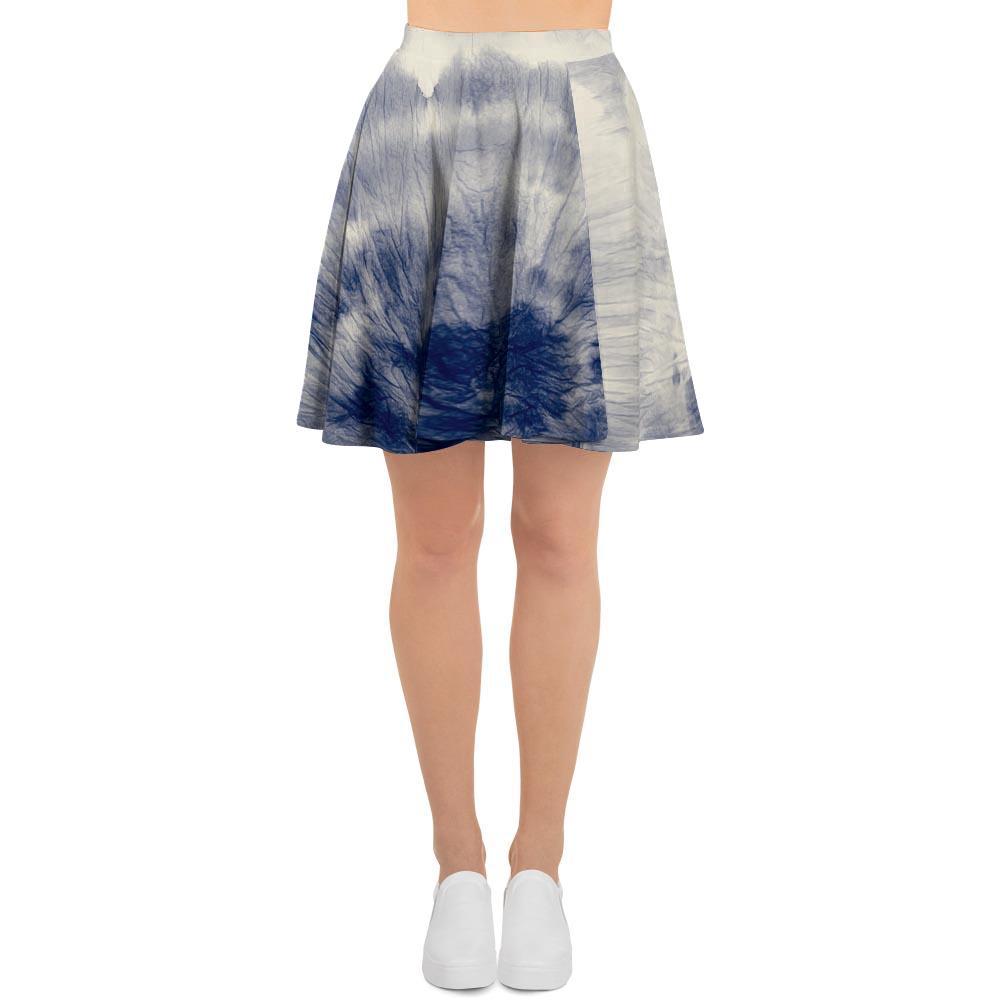 Spiral Blue Swirl Tie Die Women's Skirt-grizzshop