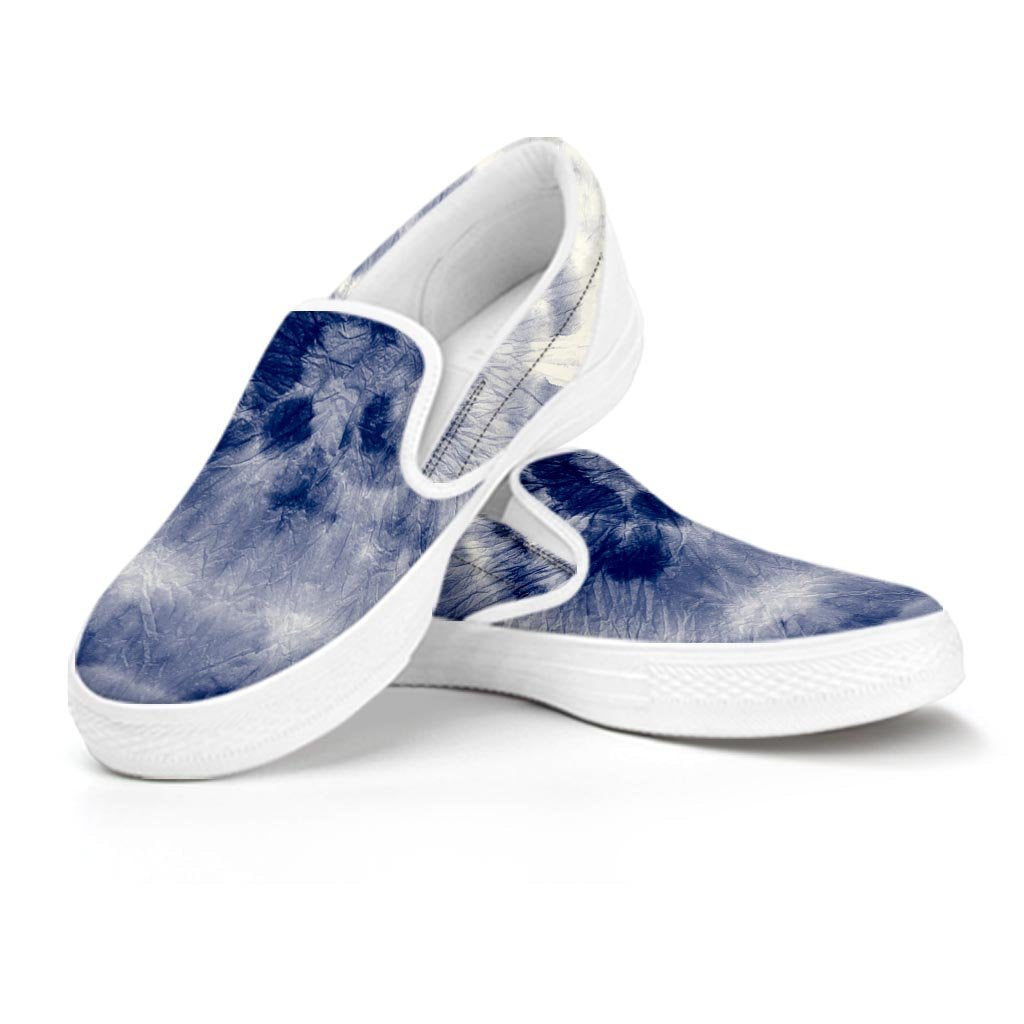 Spiral Blue Swirl Tie Die Women's Slip On Sneakers-grizzshop