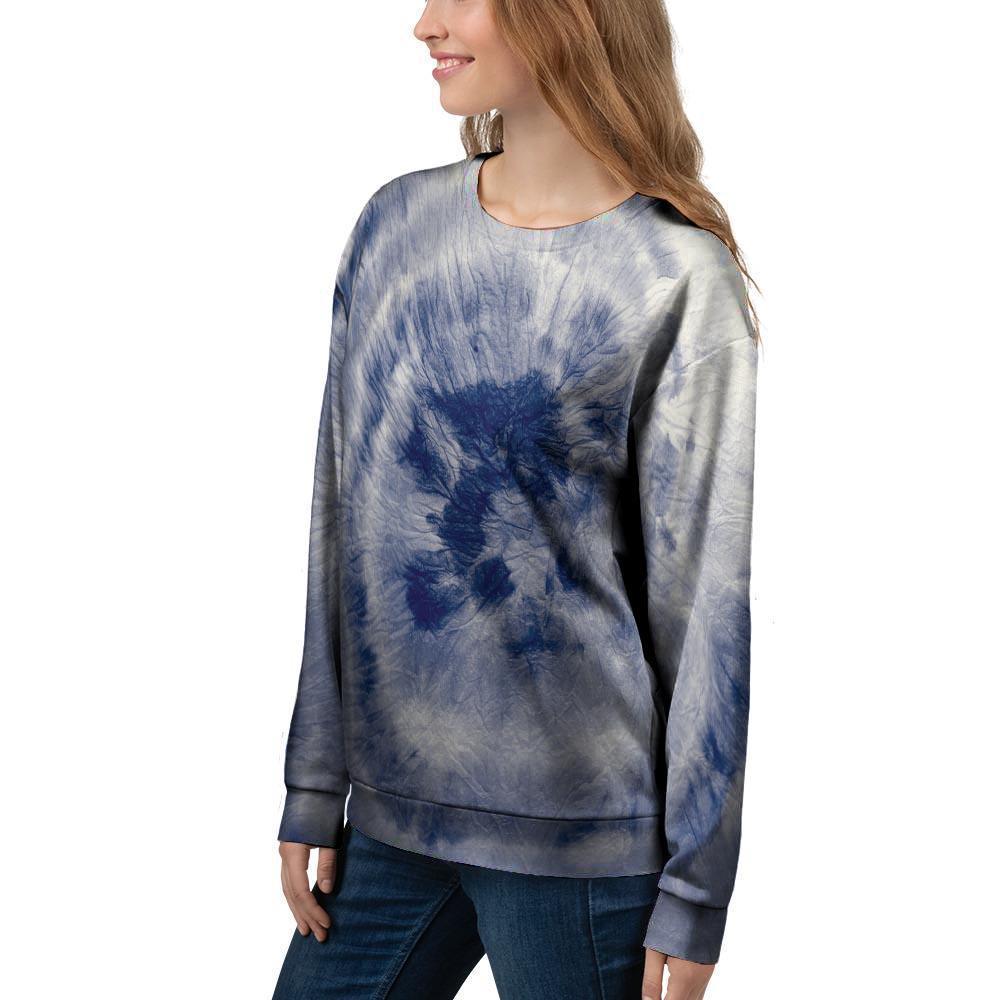 Spiral Blue Swirl Tie Die Women's Sweatshirt-grizzshop