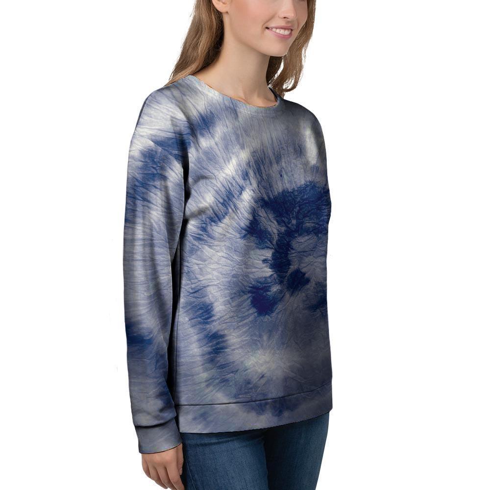 Spiral Blue Swirl Tie Die Women's Sweatshirt-grizzshop