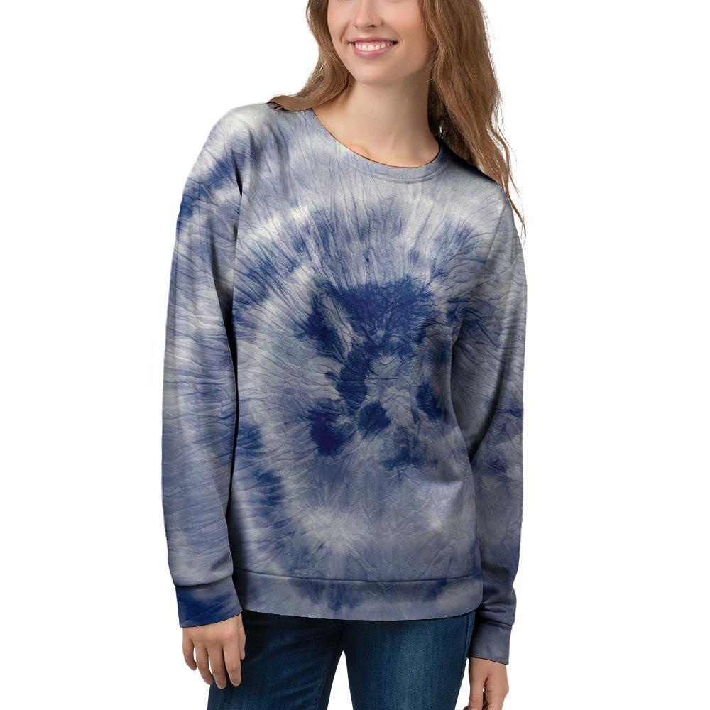 Spiral Blue Swirl Tie Die Women's Sweatshirt-grizzshop