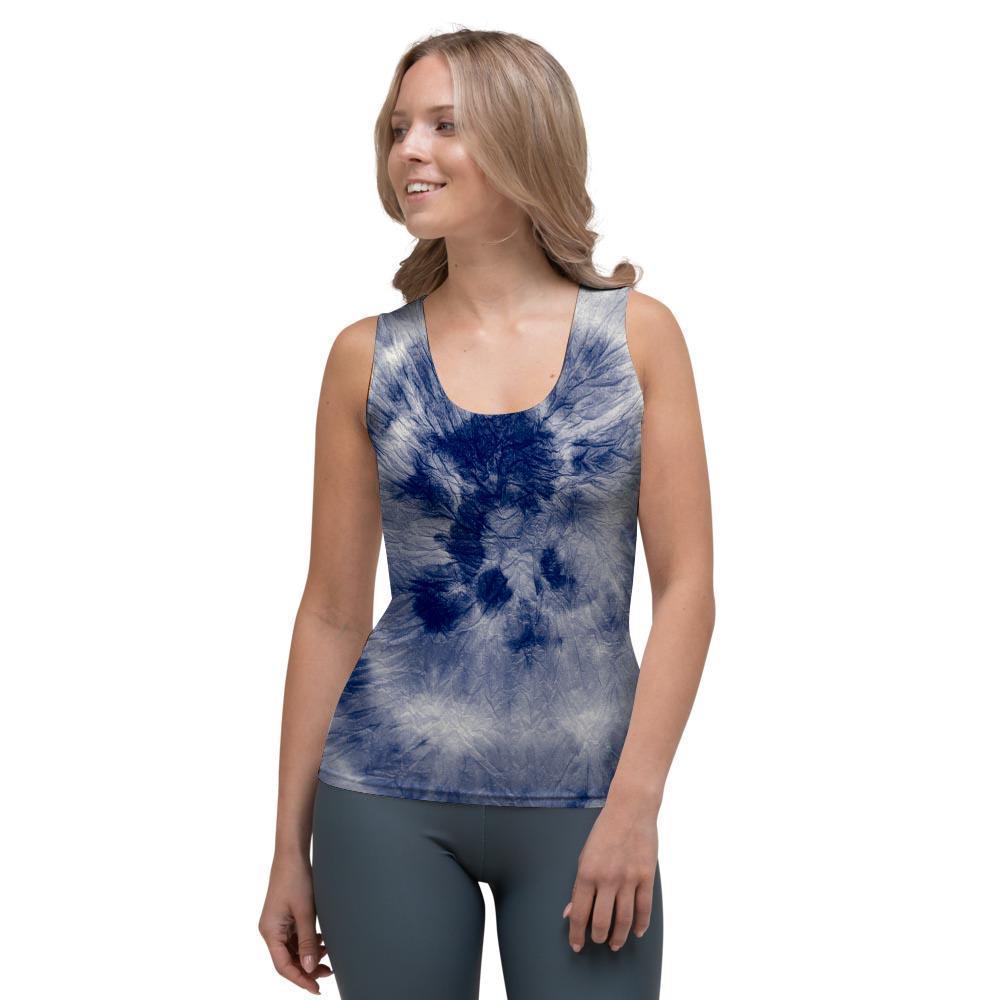 Spiral Blue Swirl Tie Die Women's Tank Top-grizzshop