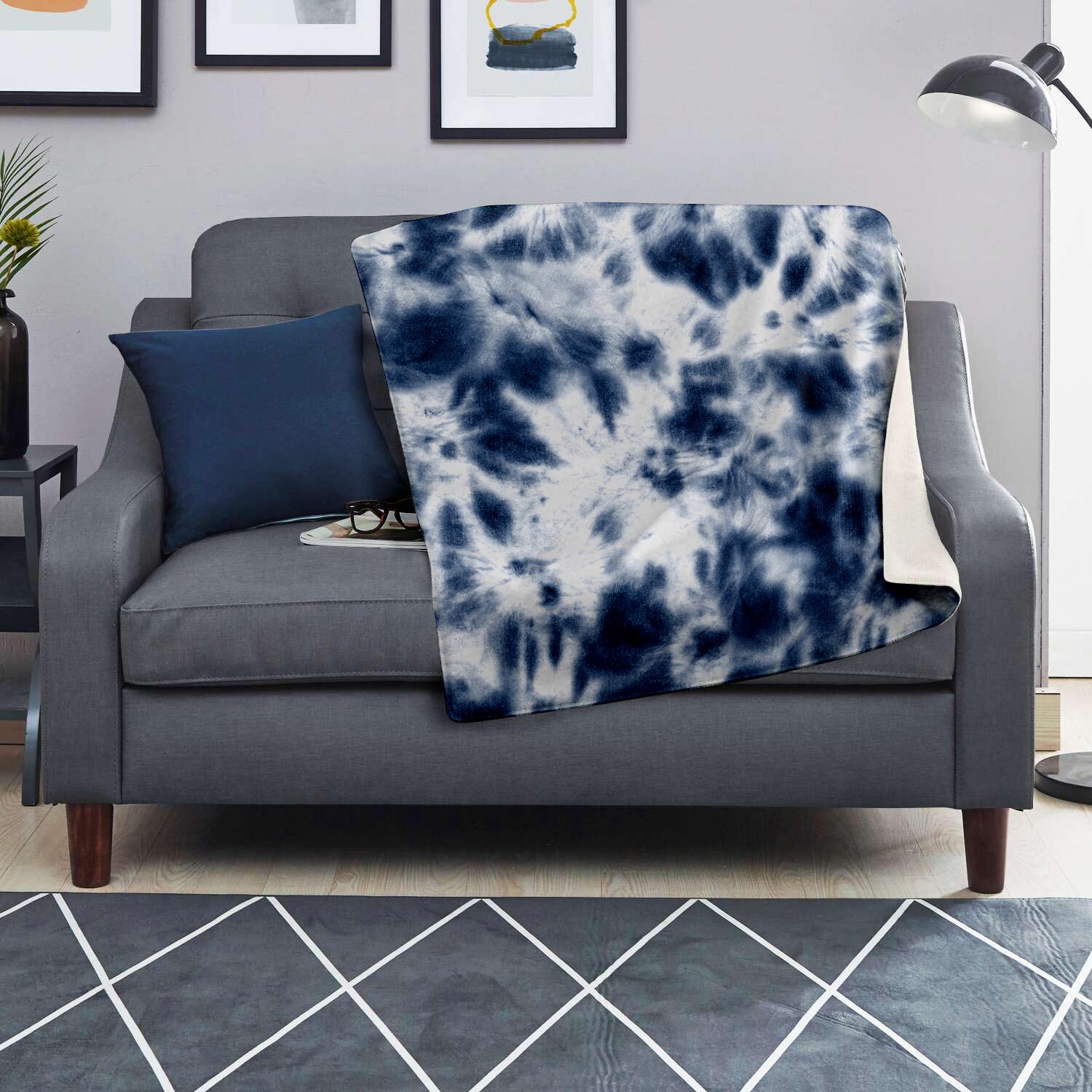 Spiral Blue Tie Dye Blanket-grizzshop