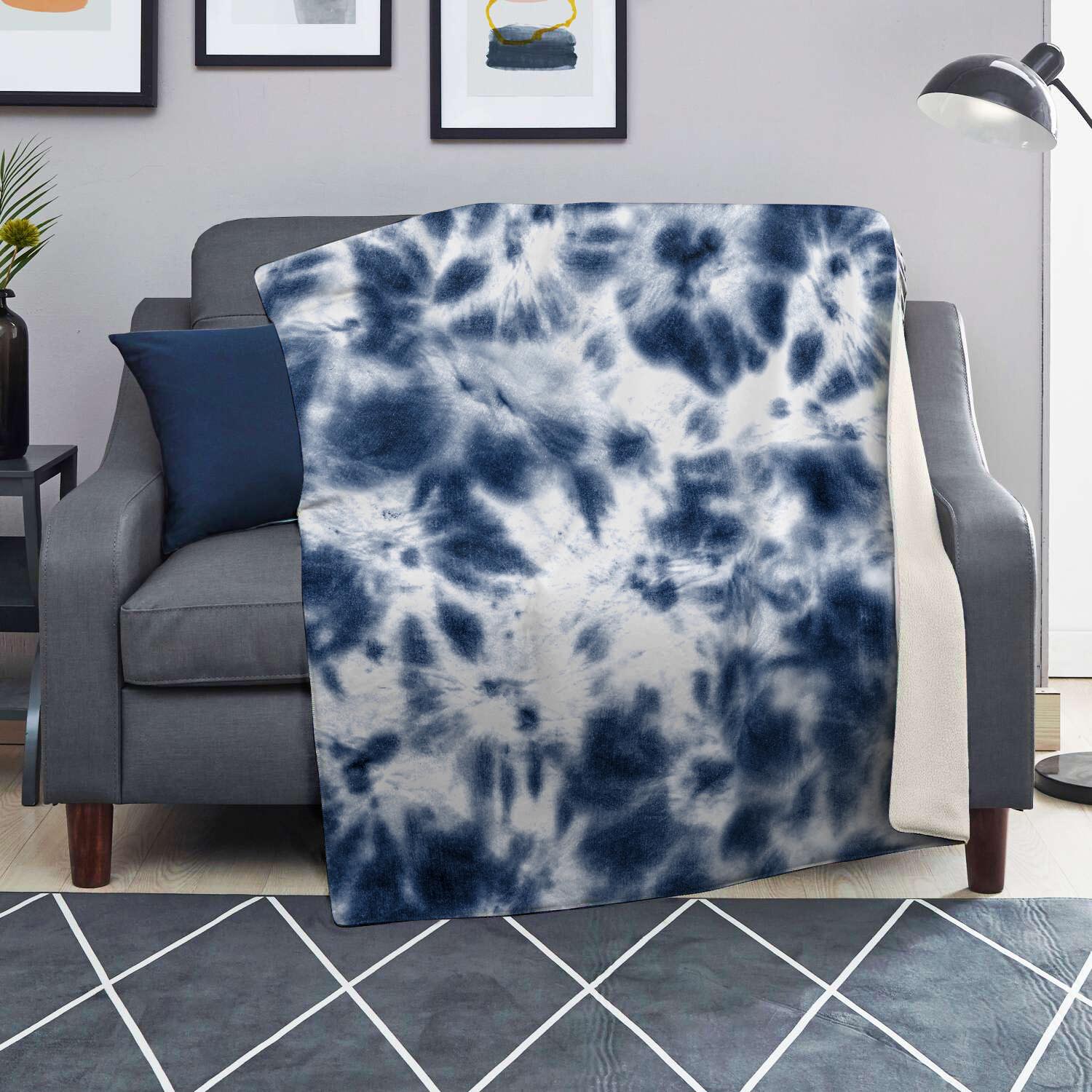 Spiral Blue Tie Dye Blanket-grizzshop